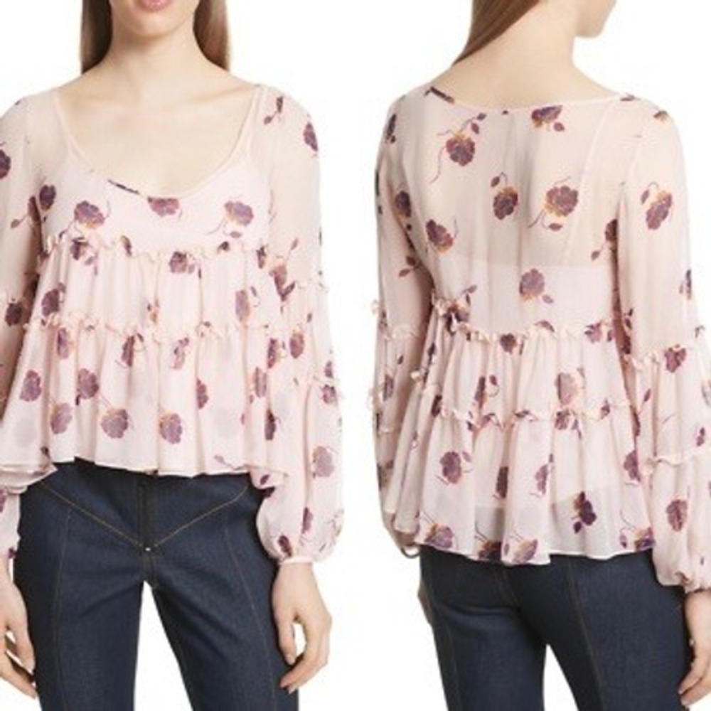 Cinq A Sept Women's Tumbling Jasmin‎ Top Pink Medium